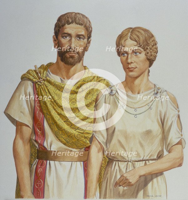 A Roman man and woman. Artist: Derek Lucas