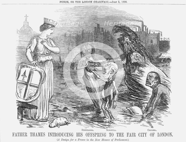 'Father Thames introducing his offspring to the fair city of London.', 1858. Creator: Unknown.