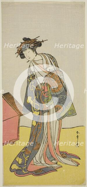 The Actor Iwai Hanshiro IV as the Courtesan Agemaki in the Play Sukeroku Yukari no..., c. 1776. Creator: Shunsho.