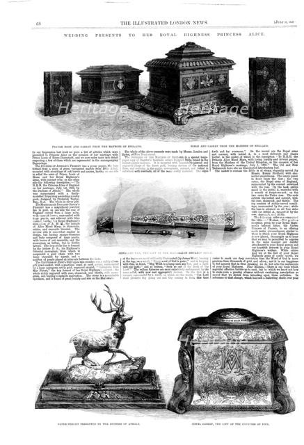 Wedding presents to Her Royal Highness Princess Alice, 1862. Creator: Unknown.