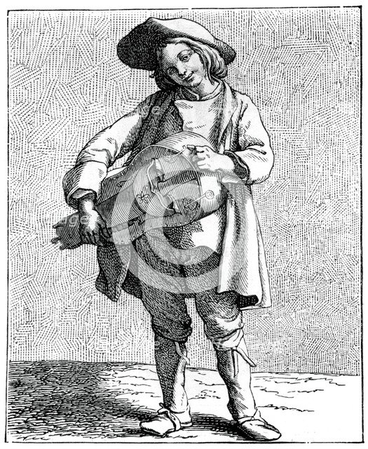 A hurdy-gurdy player, 1737-1742.Artist: Bouchardon