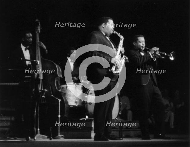 Nat and Cannonball Adderley on stage, Royal Festival Hall, London, 1960. Creator: Brian Foskett.
