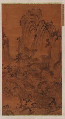 Landscape: a mountain gorge, a stream, buildings and people, Ming dynasty, 15th-16th century. Creator: Unknown.