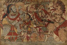 Fight with Ghatotkacha, Scene From the Story of Babhruvahana..., c1850. Creator: Unknown.