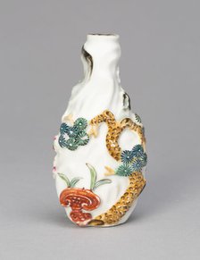 Snuff Bottle with Pine, Bamboo, Prunus, Lingzhi Mushuroom, and Bat, Qing dynasty, 1790-1820. Creator: Unknown.