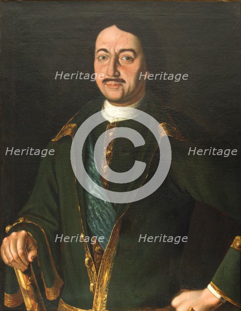 Portrait of Emperor Peter I the Great (1672-1725), 1758. Artist: Antropov, Alexei Petrovich (1716-1795)