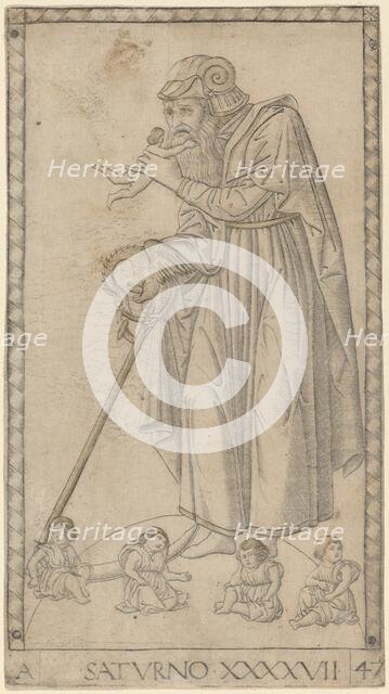 Saturno (Saturn), c. 1465. Creator: Master of the E-Series Tarocchi.