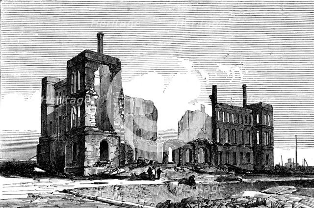 Ruins of Chicago after the Fire: Michigan Railway Southern Depot, 1871. Creator: Unknown.