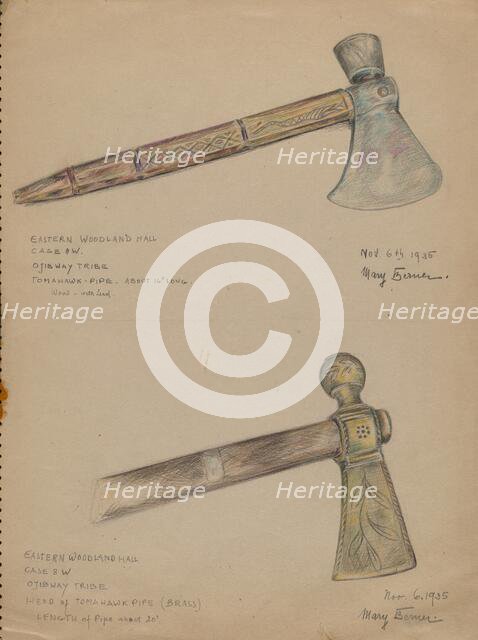 Tomahawk Pipe, 1935. Creator: Mary Berner.