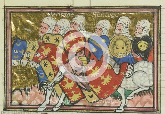 Turkish cavalry (From "Li rommans de Godefroy de Buillon et de Salehadin"), 1337. Creator: Maître de Fauvel (active 1314-1340).