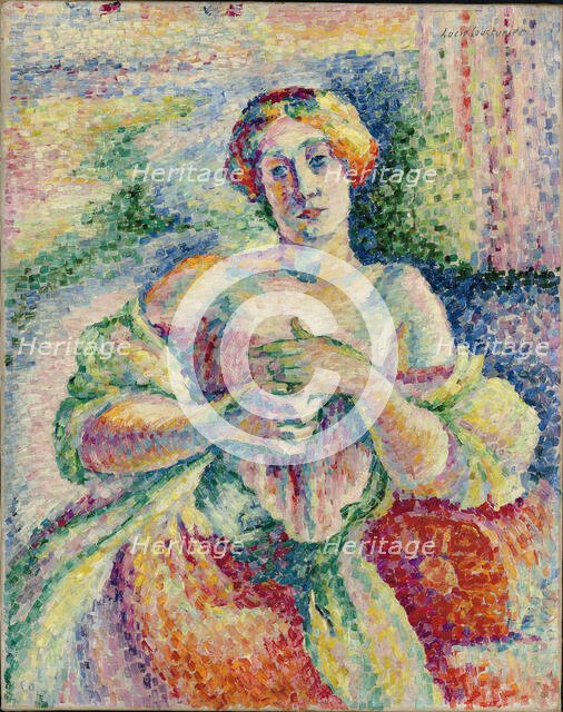 Portrait of a woman in pink and blue, 1908. Creator: Cousturier, Lucie (1870-1925).