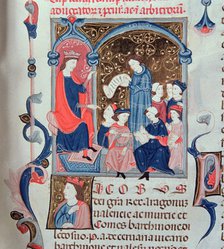 King James I the Conqueror (1213 - 1276) chairing a session of the Parliament. Miniature in the '…