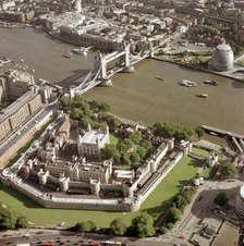 Tower of London, Tower Bridge and the new Greater London Authority building, London,2002. Artist: EH/RCHME staff photographer