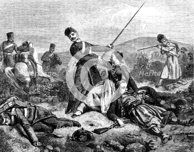 An Incident in the Present War - painted by Sovrieul, in the exhibition of pictures of the French Sc Creator: Unknown.