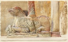 The Gryphon bearing the north Shaft of the west Entrance of the Duomo, Verona, 18 - 28 June 1869. Creator: John Ruskin.