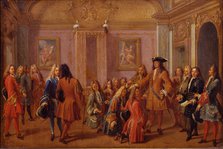 First Ennoblement of the Knights of the Order of Saint-Louis by Louis XIV in Versailles on 8 May 169 Artist: Marot, François (1666-1719)