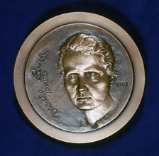 Medal commemorating Marie Sklodowska Curie, Polish-born French physicist, 1967. Artist: Unknown
