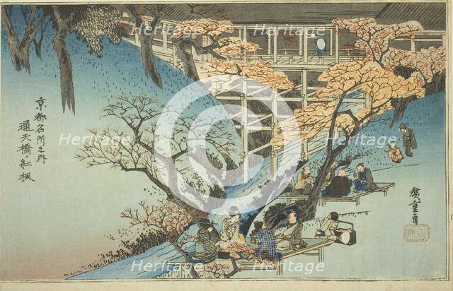 Red Maple Trees at the Tsuten Bridge (Tsutenkyo no momiji), from the series "Famous..., c. 1834. Creator: Ando Hiroshige.