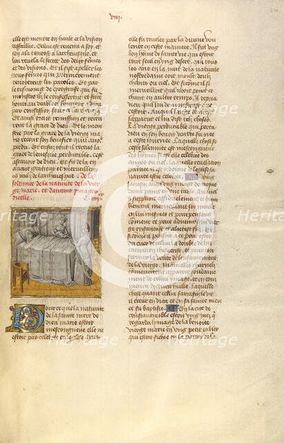 The Birth of the Virgin; Miroir Historial, about 1475. Creator: Unknown.