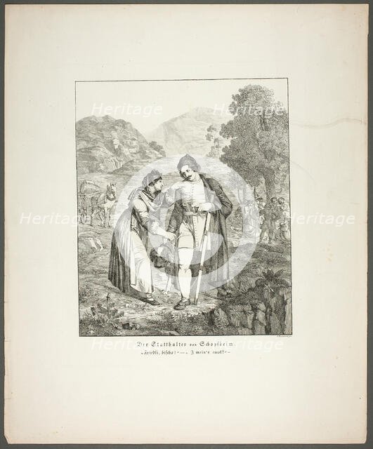 The Governor of Schopfheim, plate seven from Zehn Blätter zu Hebels Alemannischen..., 1820. Creator: Sophie Reinhard.