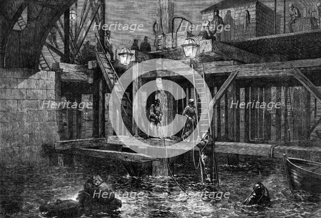 The last vestiges of Old Westminster Bridge, 1861. Creator: Mason Jackson.