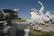 The elaborate fountain in the gardens of Schonbrunn, Vienna, Austria, 2022. Creator: Ethel Davies.