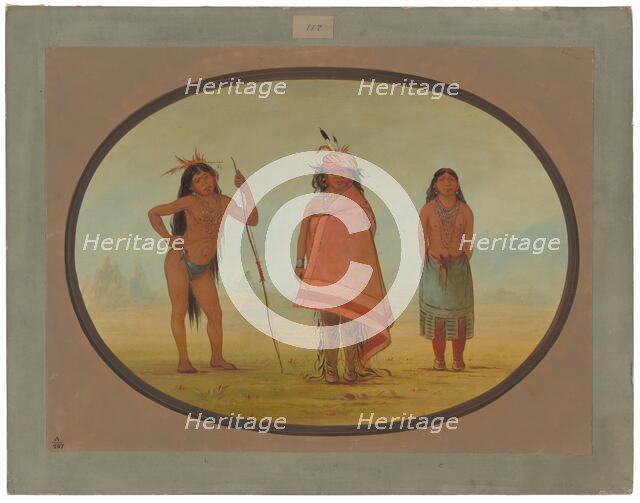 Cochimtee Chief, His Wife, and a Warrior, 1855/1869. Creator: George Catlin.