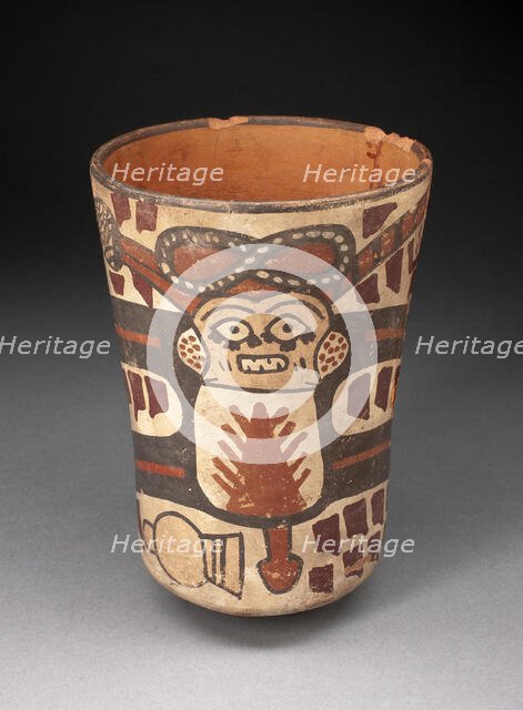 Beaker Depicting a Male Figure with Body Stretched and Abstract Motifs, 180 B.C./A.D. 500. Creator: Unknown.