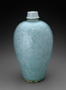 Covered Bottle-Vase (Meiping) with Children among Blossoming..., Northern Song dynasty, 12th cent. Creator: Unknown.