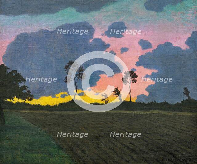 Coucher de soleil, nuages ??bleus (sunset, blue clouds), 1918. Creator: Vallotton, Felix Edouard (1865-1925).