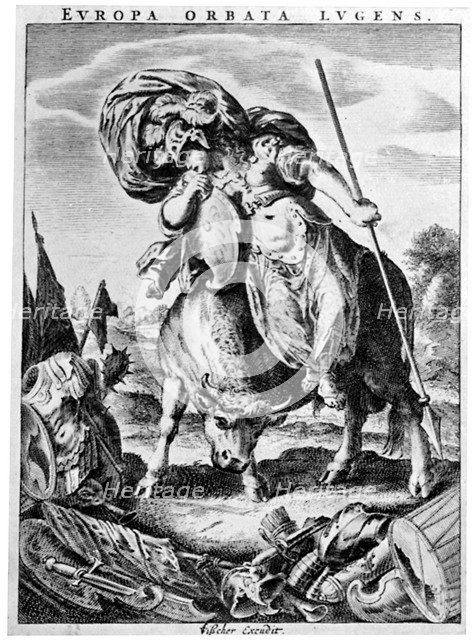 Allegorial view of Europe, early 17th century (1926).Artist: Cornelis de Visscher