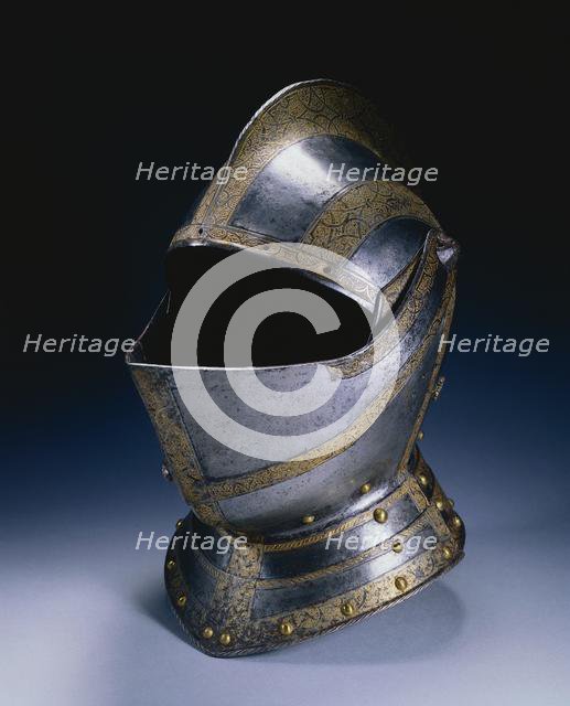 Close Helmet (from a Small Garniture, perhaps for Siegmund Friedrich, Freiherr von Herbertstein, c 1 Creator: Unknown.