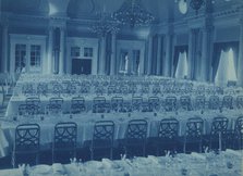 Willard Hotel ballroom arranged for a banquet, between 1901 and 1910. Creator: Frances Benjamin Johnston.