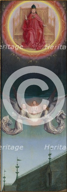 The Soul of Saint Bertin carried up to God (from the St Bertin Altarpiece), ca 1459. Artist: Marmion, Simon (ca 1425-1489)