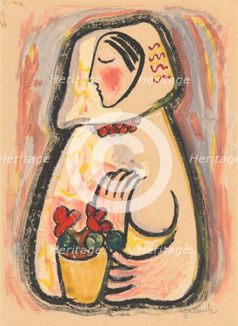 Girl with a basket of flowers, 1937-1938. Creator: Mikulas Galanda.