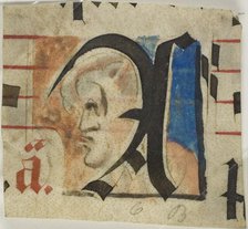 Decorated Initial with Grotesque in Profile from a Choir Book, early 15th century. Creator: Unknown.