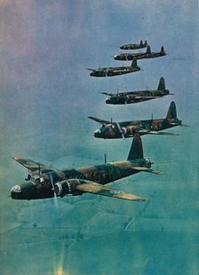 Wellington Bombers in Formation, 1940. Artist: Unknown