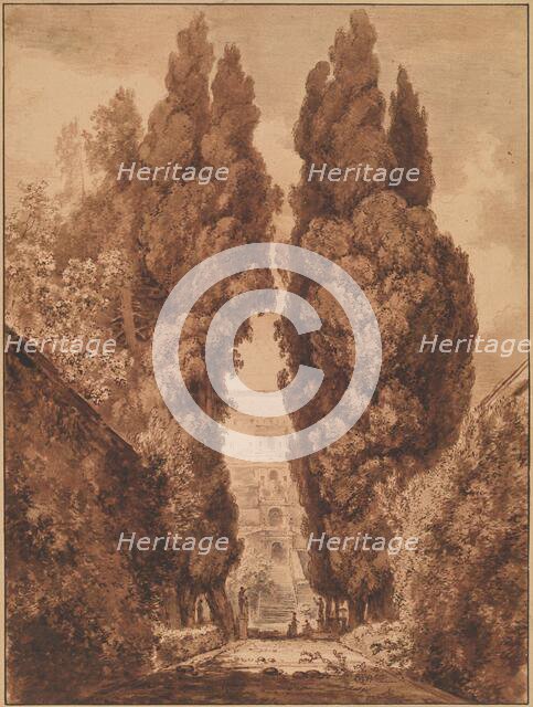 The Avenue of Cypresses at Villa d'Este, 1760 and c. 1765. Creator: Jean-Honore Fragonard.