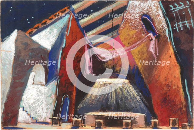 Stage design for the ballet Bolero by M. Ravel. Teatro San Carlo, Naples, 1945. Creator: Prampolini, Enrico (1894-1956).