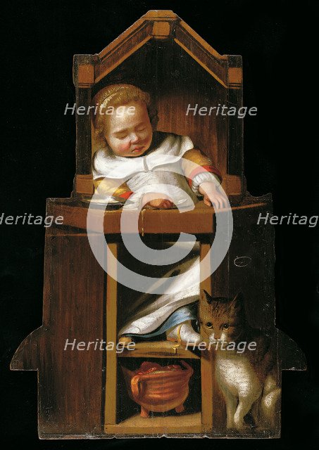 Sleeping baby in highchair. Artist: Verspronck, Johannes Cornelisz. (1600/3-1662)