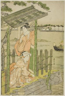 Gathering at a Teahouse on the Bank of the Sumida River, c. 1788/90. Creator: Hosoda Eishi.