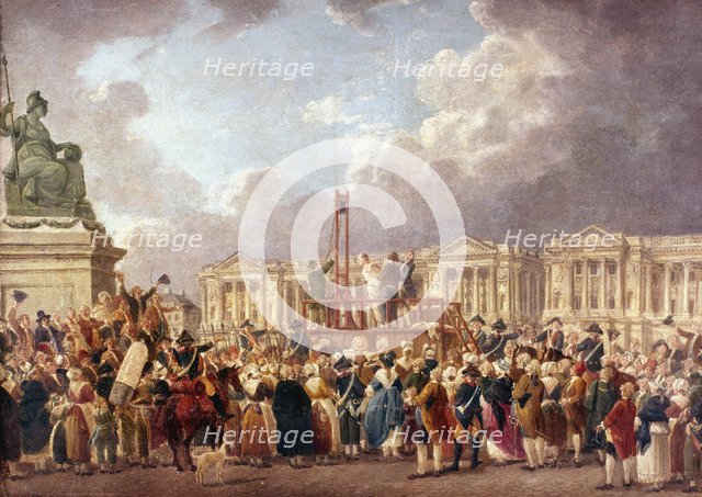 Execution by Guillotine in Paris during the French Revolution, 1790s (1793-1807). Artist: Pierre Antoine de Machy