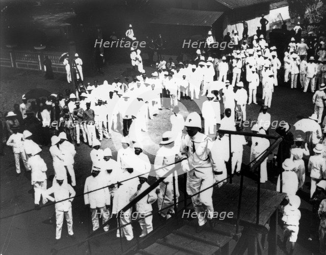 Visitors to Port Doumen, Saigon, Vietnam, 1900. Artist: Unknown