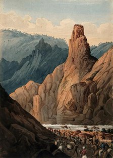 Cavalry passing mountain river, Afghanistan. Creator: Unknown.