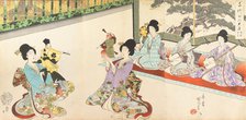 Ladies in Waiting of the Chiyoda Castle: Sword Practice and Puppet Kyogen, 1895., 1895. Creator: Chikanobu Yoshu.