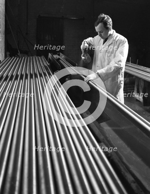 Crack detection on round bars, J Beardshaw & Sons, Sheffield, South Yorkshire, 1963.   Artist: Michael Walters