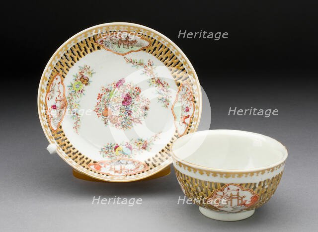 Tea Bowl and Saucer, China, c. 1780. Creator: Jingdezhen Porcelain.