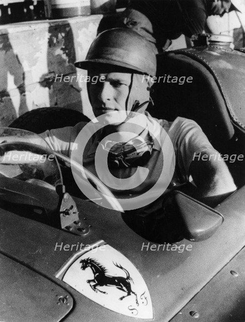 Peter Collins in a Ferrari, c1956. Artist: Unknown