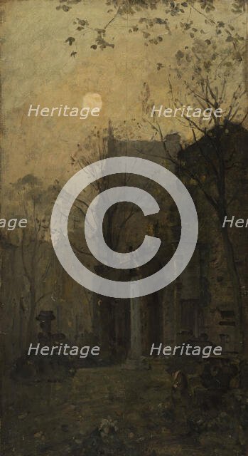 Esquisse pour l'escalier des Fêtes de l'Hôtel de Ville de Paris : Le square Cluny, c.1889. Creator: Adrien Demont.