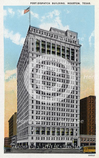 Post-Dispatch Building, Houston, Texas, USA, 1925. Artist: Unknown
